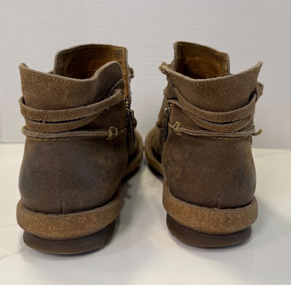 Born Brown Tarkiln Suede Lace Wrap Ankle Boots Side Zip F59122 Womens 7.5 - Picture 4 of 7